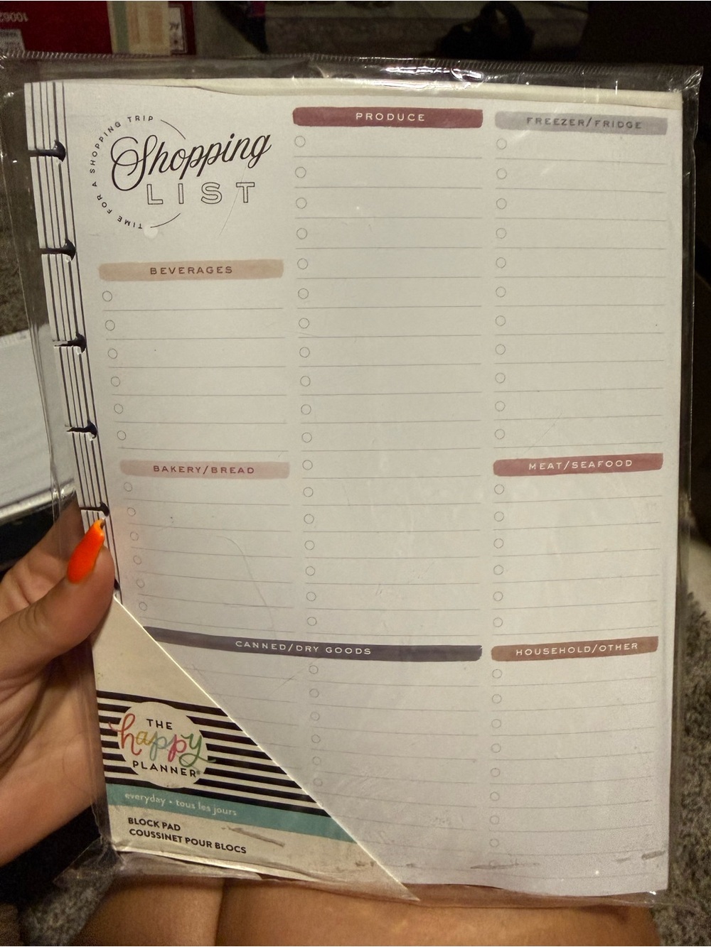 The Happy Planner Shopping List pages classic size